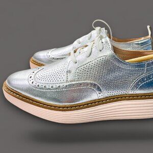 Cole Haan Original Grand Platform Oxford Shoes Women W28346 Size 6 Silver/Rose